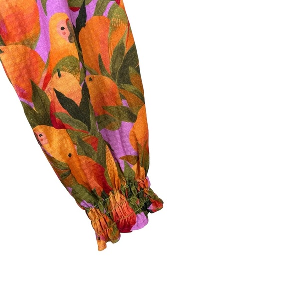 Farm Rio - NWT, Women’s ‘Mango Macaws’ Long-Sleeve Mini Dress in Lilac - Small - Picture 14 of 17